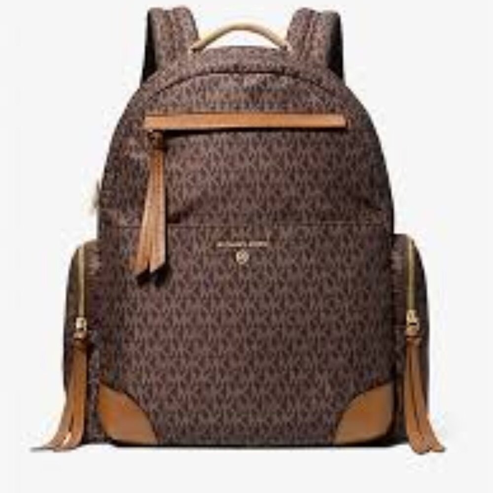 NWT Michael Kors "Prescott" large woven logo backpack - Picture 2 of 6